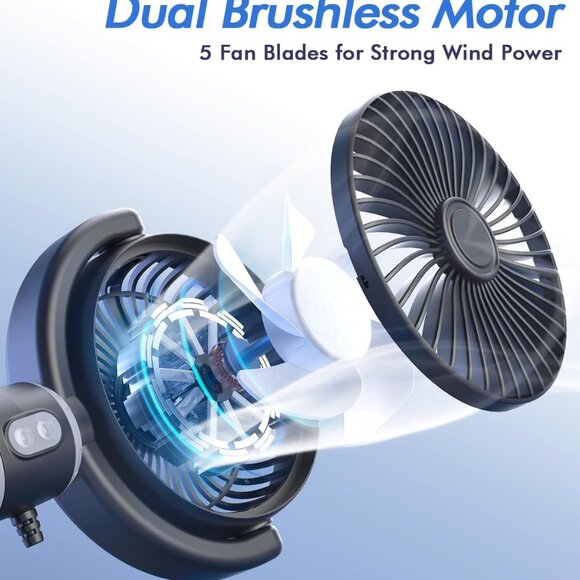 Dual Car Cooling Fans for Backseat 3 Speed Separate Controlled Quiet Brushless - Picture 5 of 9